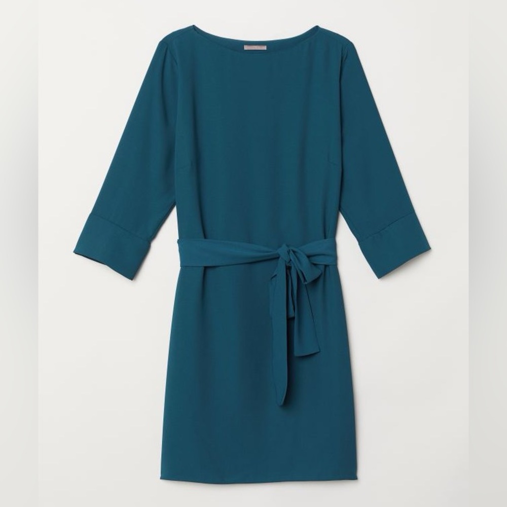 H&M - Dark Teal - Dress with tie belt - 12